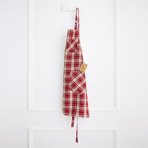100% Pure Linen Apron Burgundy Adjustable