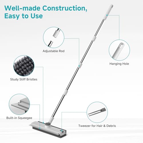 Floor Scrub Brush with Long Handle Length Adjustable