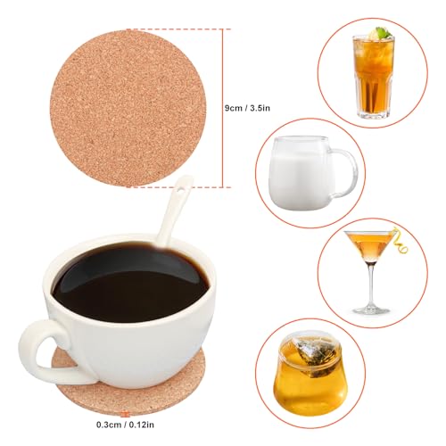 180 Pack 3.5 Inch Round Cork Coasters (179.98 Count)
