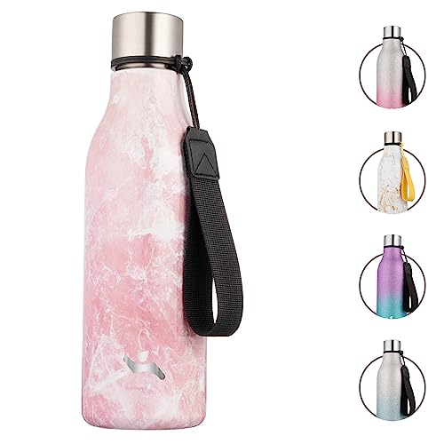 18 oz Insulated Stainless Steel Metal Water Bottle with Strap