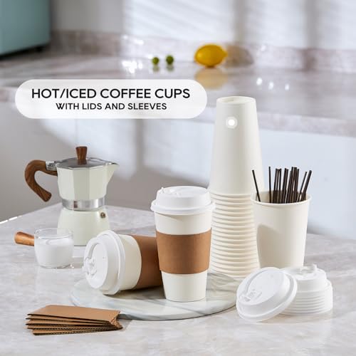 100 Pack] 16 oz Paper Coffee Cups (100 Count)