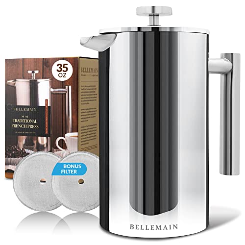 French Press Coffee Maker Extra Filters Included