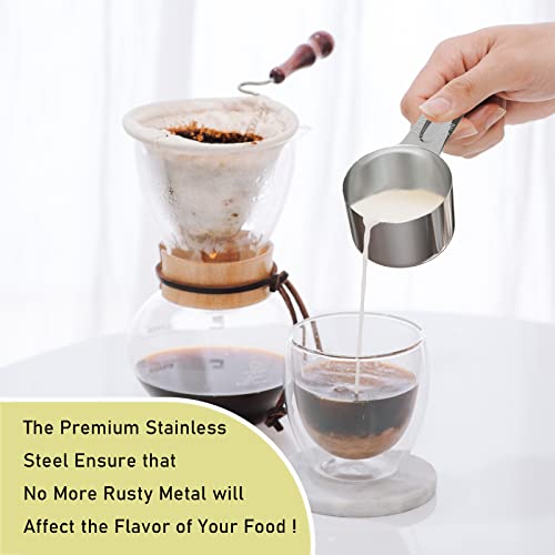 2PCS 2/3CUP(160ml, 5.3oz) Measuring Cup, 18/8 Stainless Steel Measure Scoop