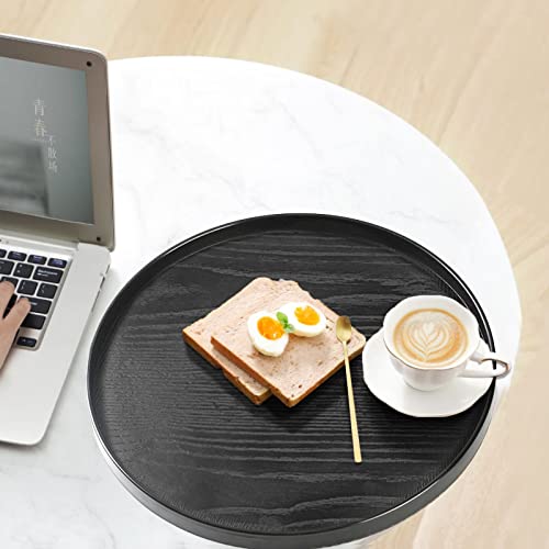 Round Solid Wood Serving Tray Extra Large Tea Coffee Snack Food Meals Serving Plate Non