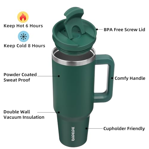 40 oz Insulated Tumbler with Handle & Straw