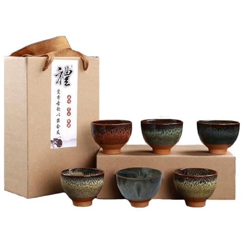 6PCS Handmade Ceramic Tea & Sake Cups (6 Count)