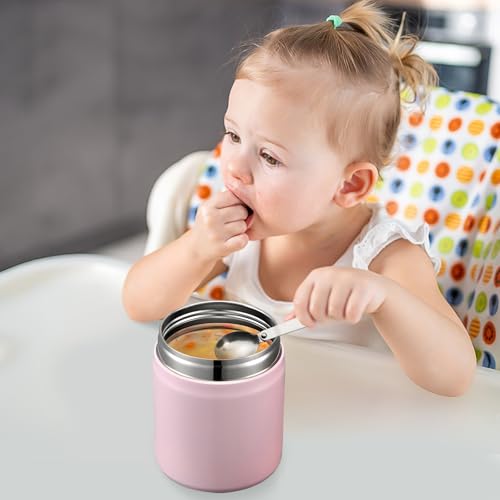 17oz Soup Thermo for Hot Food Kids Insulated Vacuum Food Jar with Stainless Steel Spoon Wide Mouth Thermo Leakproof Lunch Food Container Kids Hot Lunch Box