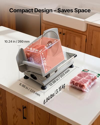 Meat Slicer 6.7" Electric Deli Slicer Machine with 2 SUS420 Blades