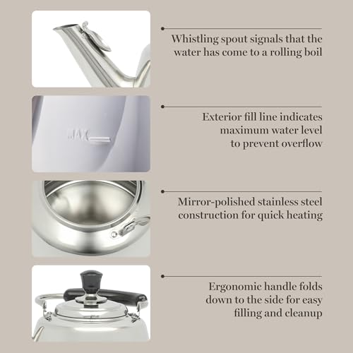 Kingstree Large 2 Qt Stainless Steel Tea Kettle