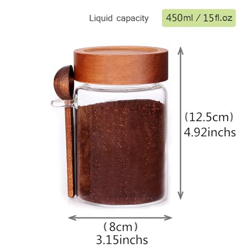 Glass Jar with Acacia Screw Lid and Spoon (3 Count)