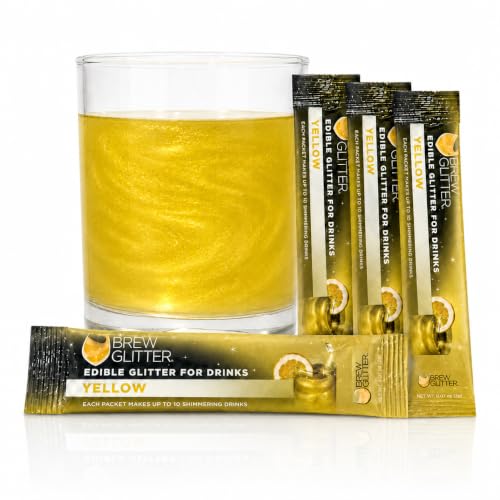 Brew Glitter Yellow Edible Drink Glitter 4 x 2g Packets for Cocktails (4 Count)