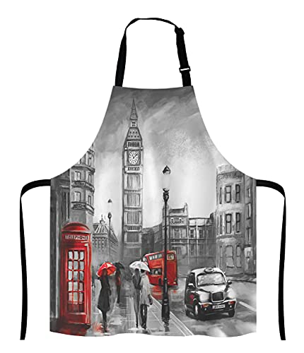 Street view of london Bib Apron with Adjustable Neck for Men Women