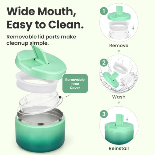 12oz Insulated Vacuum Food Jar with Buckle Lid Wide Mouth Soup Thermo for Hot Food Kids Leakproof Stainless Steel Lunch Container
