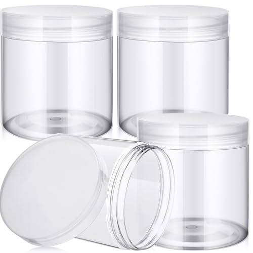 4 Pcs Plastic Jars Wide Mouth with Lids (4 Count)