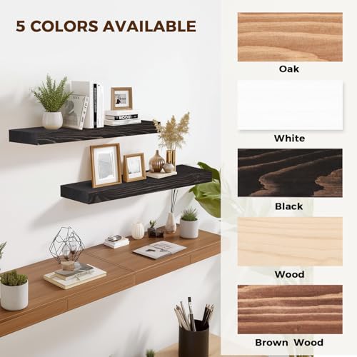 Solid Wood Floating Shelves (2 Count)