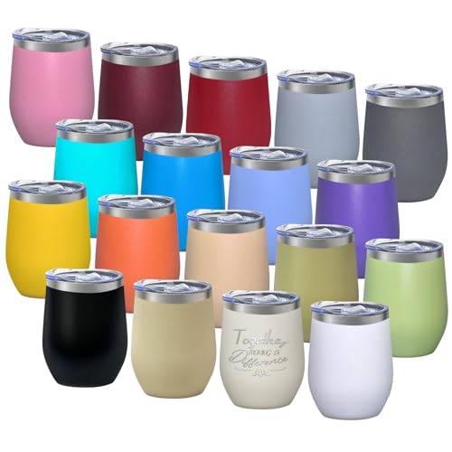 18 Pack Stainless Steel Wine Tumbler with lid (18 Count)