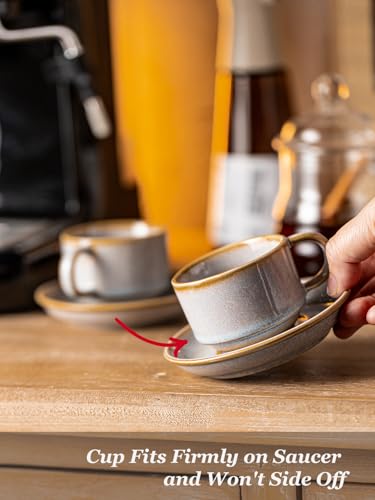2.5oz Stackable Espresso Cups Set of 4 with Saucers & Stand (8.25 Count)
