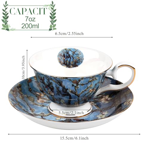 Floral Tea Cups Saucers Set of 2 (2 Count)