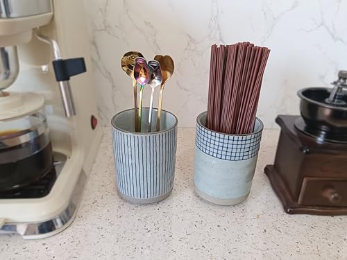 Stoneware Coffee Bar Utensil Holder Tea & Coffee Spoon & Stirrer Holder for Stir Stick Straw Teaspoon Holder Espresso Spoon Cup Small Utensil Jar