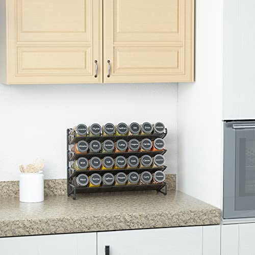 Spice Rack Organizer with 28 Spice Jars
