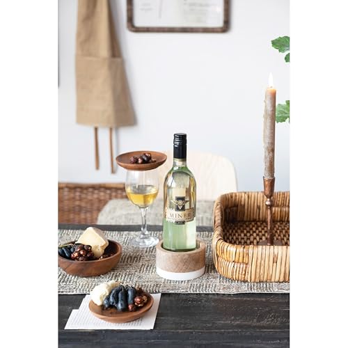 Mango Wood and Marble Bottle Holder