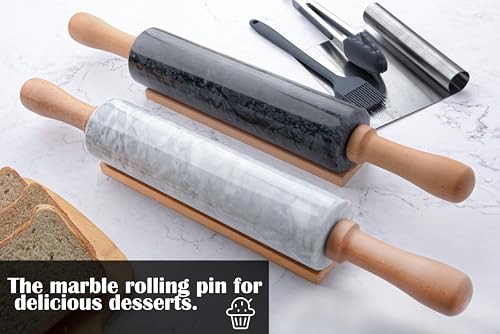 Marble Rolling Pin Set with Silicone Pastry Mat
