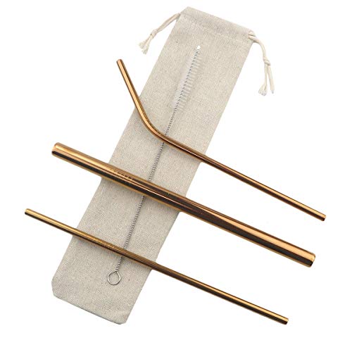 Metal Straws Stainless Steel Straws 8.5'' Drinking Straws Reusable 3 Set