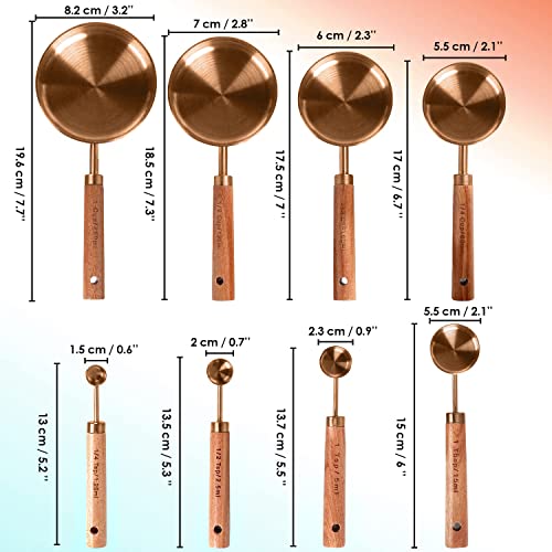 Collection 8 Piece Rose Gold Measuring Cups Set and Measuring Spoons