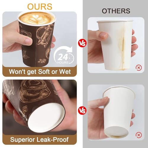 Coffee Cups 16oz 180 Pack Disposable Paper Cup Durable Drinking Cup (180 Count)