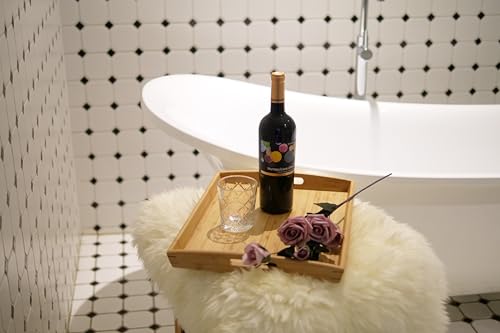 Bamboo Serving Tray with Handles 16.8 x 12.5 inch