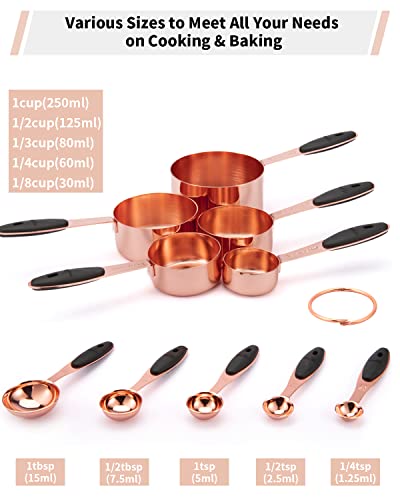 Copper Measuring Cups and Spoons Set of 10 Piece