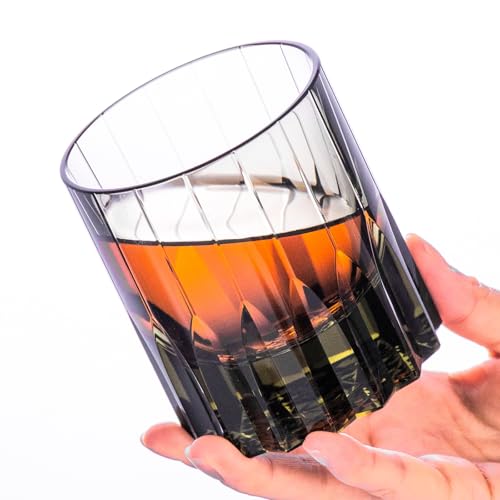 Crystal Whiskey Glasses Set of 2 Grey Old Fashioned Glasses Stemless (2 Count)