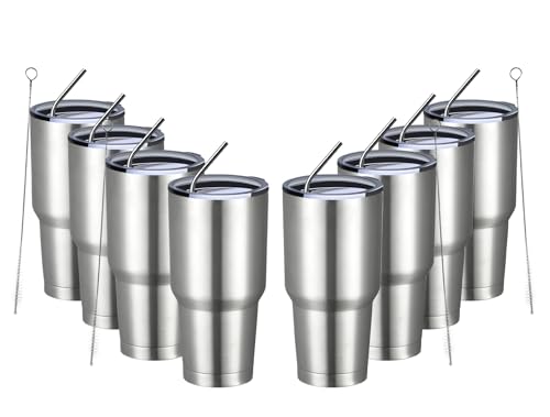 30oz Insulated Tumbler With Lids and Straws (8 Count)