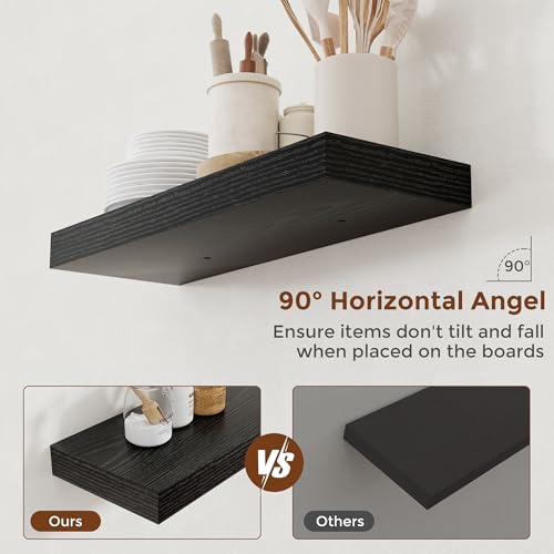 24 Inch Floating Shelves for Wall Black Shelves Set of 2 (2 Count)