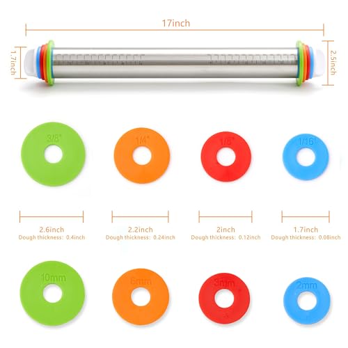 Rolling Pin with Thickness Rings