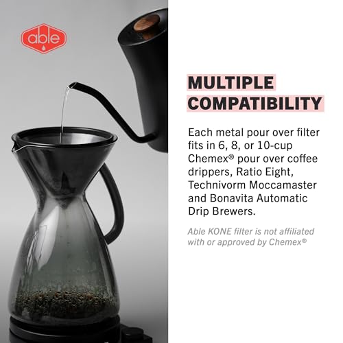 Able KONE Reusable Stainless Steel Coffee Filter Compatible with Chemex