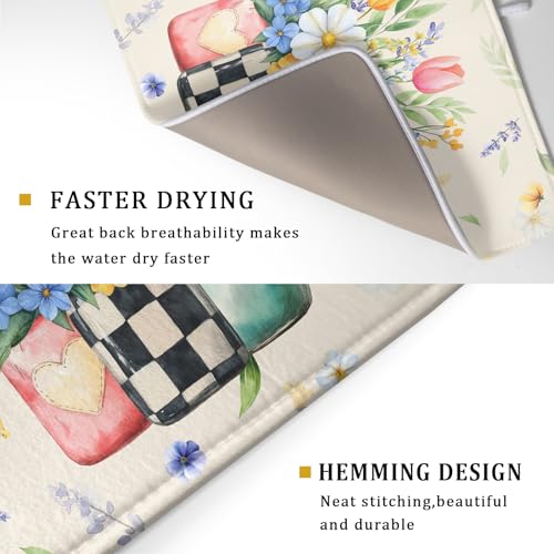 Spring Flower Vases Dish Drying Mat for Countertop