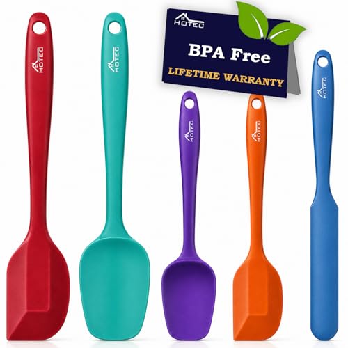Heat Resistant 600℉ Food Grade Silicone Rubber Spatula Set for Baking (5 Count)
