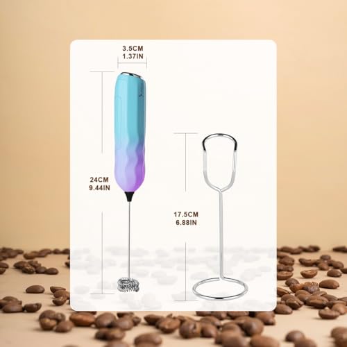 Ultra Fast Handheld Milk Frother Double Whisk with Stand 2 Batteries Stainless Steel for Lattes Cappuccino Matcha Hot Chocolate Coffee Bar Accessories Kitchen Gadgets Gift
