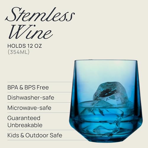 Unbreakable Stemless Wine Glasses (4 Count)