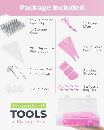 90 Piping Bags and Tips Set Frosting Piping Kit for Beginners & Pros (90 Count)