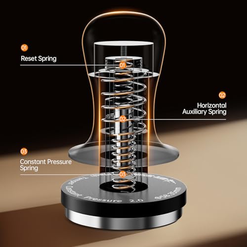 53.35mm Espresso Coffee Tamper with Three Spring Loaded Calibrated Espresso Tamper 30lbs 54mm Espresso Hand Tamper with Sound Feedback Titanium Coating Black T6177T