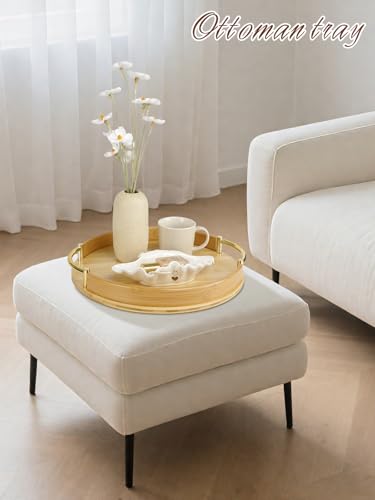 14″ Round Bamboo Serving Tray with Handles