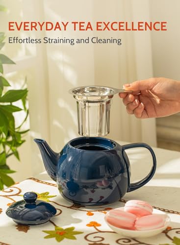 Teapot Porcelain Tea Pot with Stainless Steel Infuser