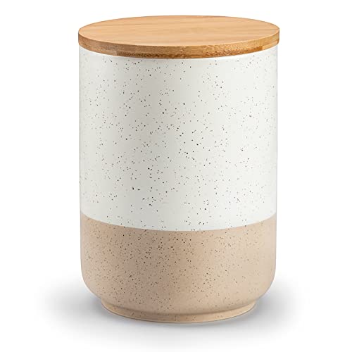 Sabine Large Ceramic Canister with Airtight Wood Lid
