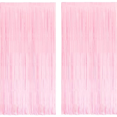 Pink Fringe Curtains Backdrop (2 Count)