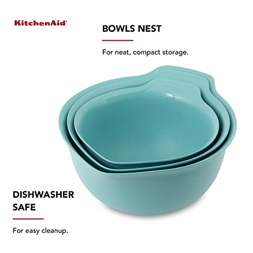 Universal Nesting Plastic Mixing Bowls with Non Slip Base and Pour Spout (3 Count)