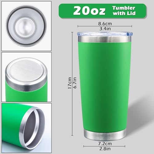 20oz Tumbler with Lid Stainless Steel Tumblers Insulated Mug Green 12P (12 Count)