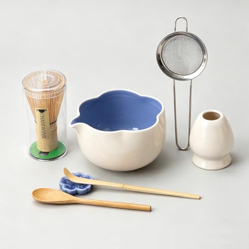 Matcha Set 8Pcs Floral Ceramic Matcha Kit with Matcha Whisk