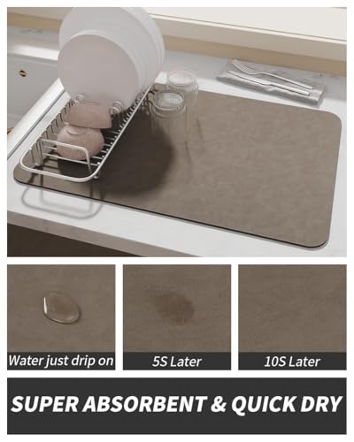 Coffee Mat Hide Stain Rubber Backed Absorbent Dish Drying Mat for Kitchen Counter